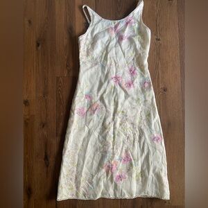Vintage 100% linen floral dress